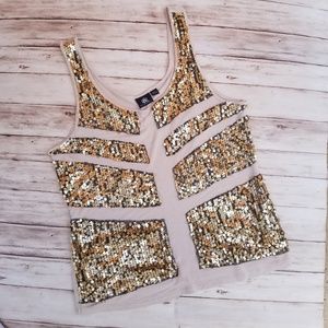 Rock & Republic Gold Sequin Tank M
